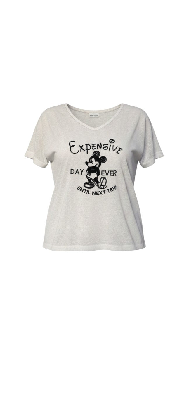 Cartoon Print V-Neck Top / חולצת V הדפס מצויר