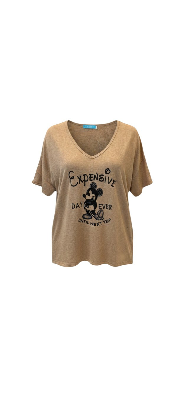 Cartoon Print V-Neck Top / חולצת V הדפס מצויר