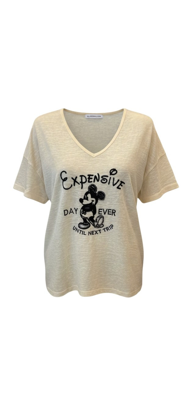 Cartoon Print V-Neck Top / חולצת V הדפס מצויר