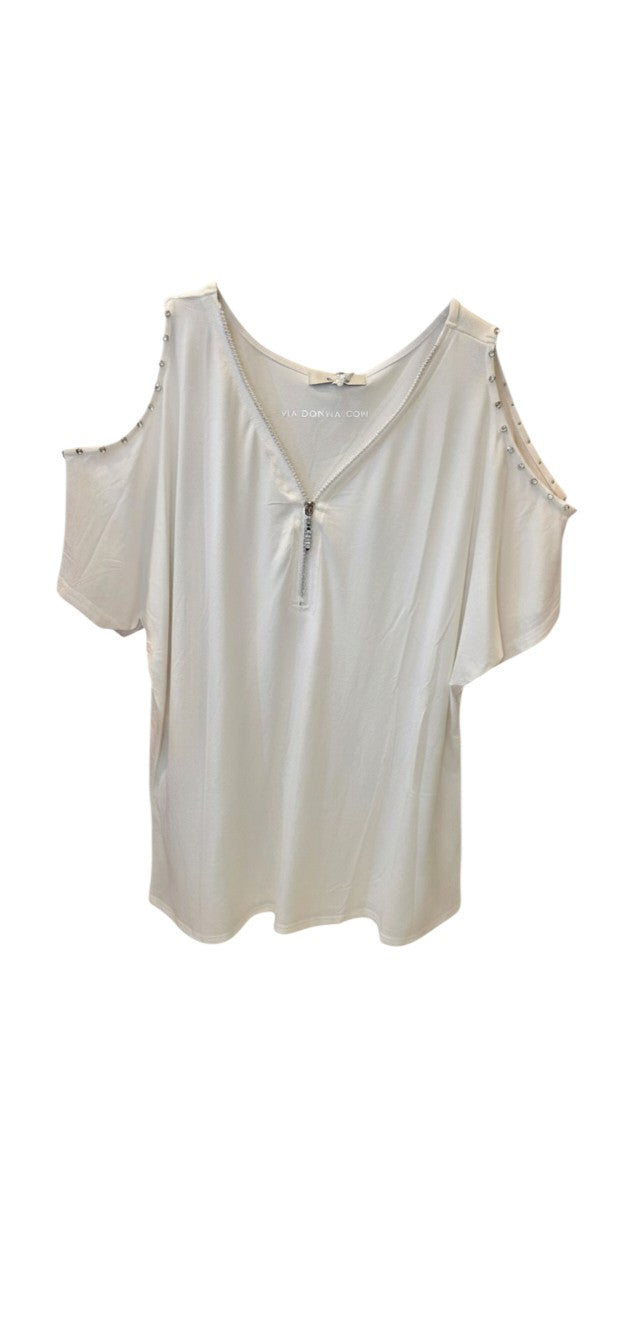 Cold Shoulder Zip Top / חולצת כתפיים פתוחות רוכסן
