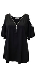 Cold Shoulder Zip Top / חולצת כתפיים פתוחות רוכסן