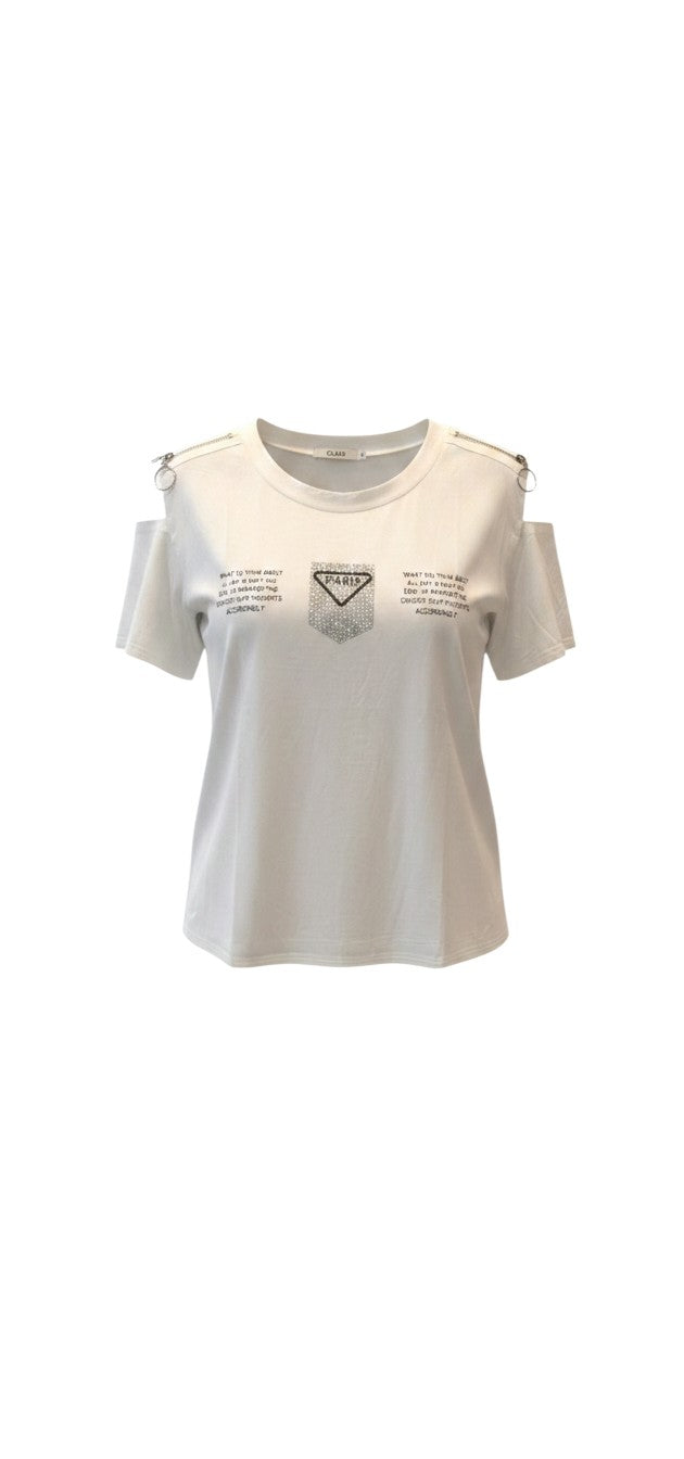 Ring Detail Cold Shoulder Top / חולצת כתפיים פתוחות טבעות