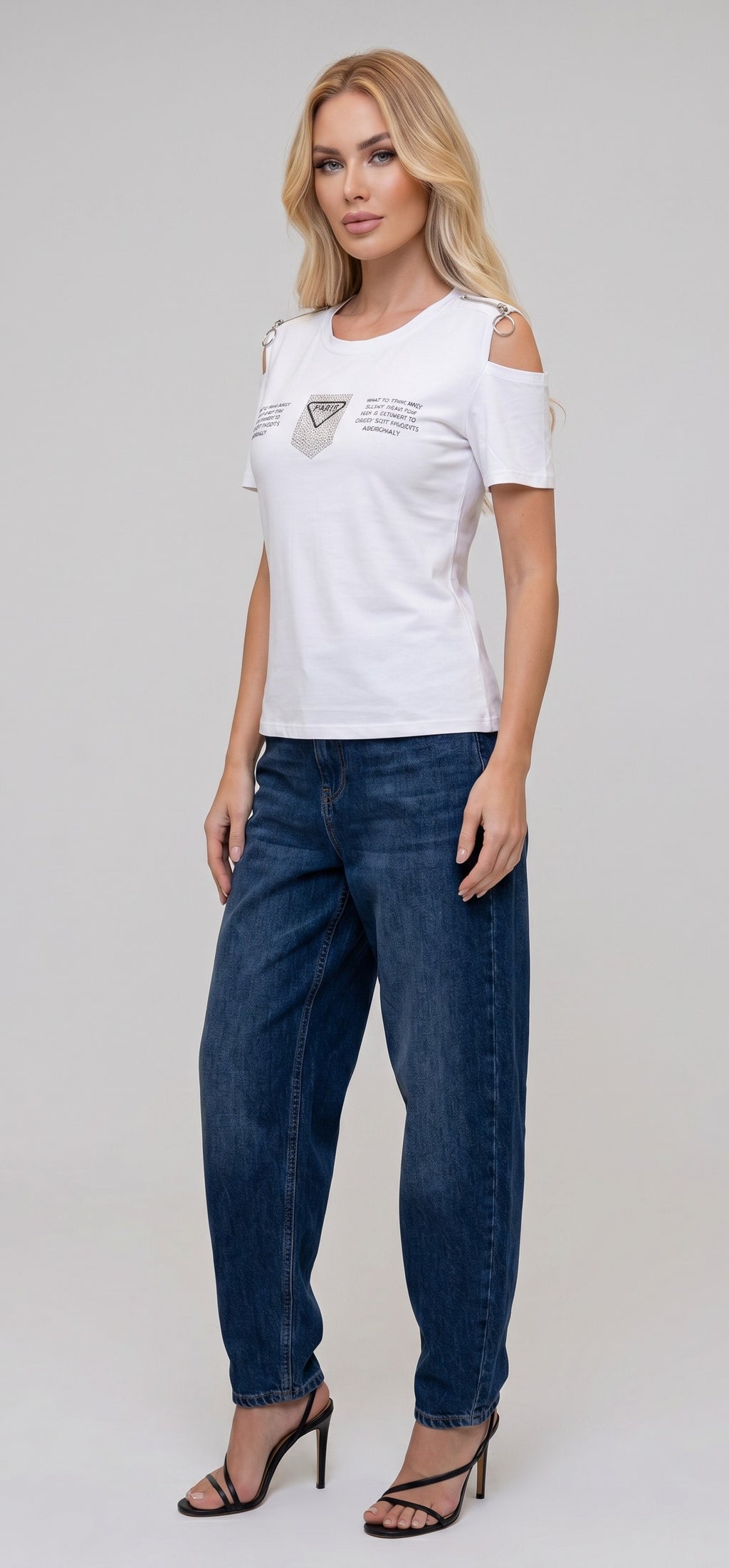 Ring Detail Cold Shoulder Top / חולצת כתפיים פתוחות טבעות