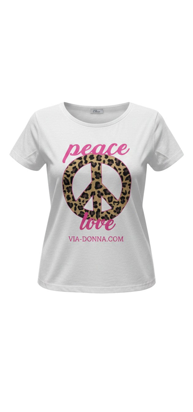 Peace Love Print T-Shirt / טי שירט הדפס פיס לאב