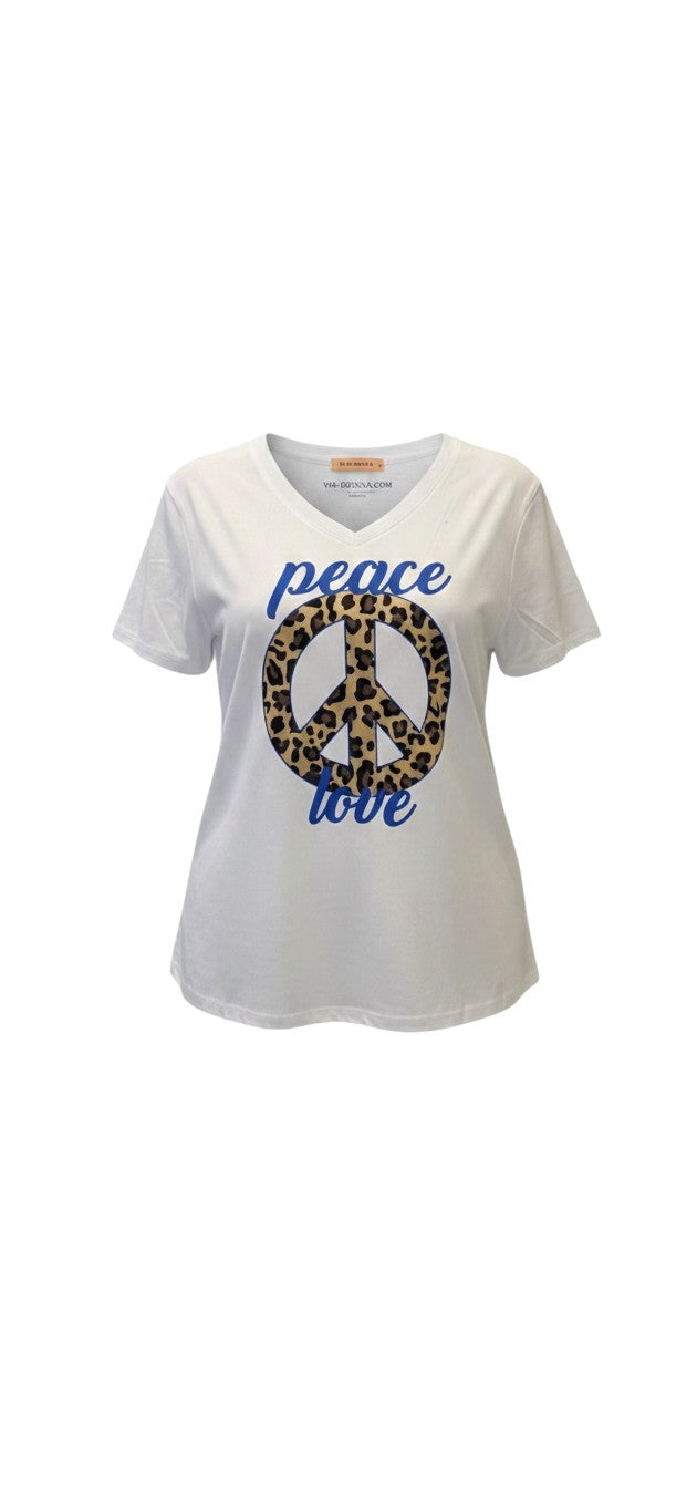 Peace Love Print T-Shirt / טי שירט הדפס פיס לאב