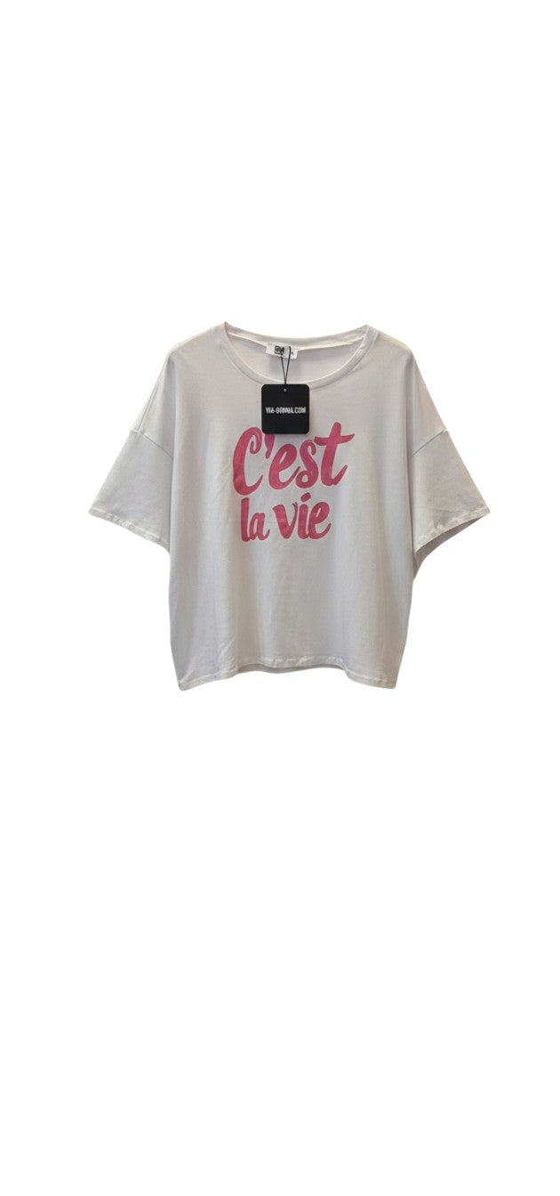 C'est La Vie T-Shirt & Track Pants Set / סט טי שירט ומכנס ספורטיבי סה לה וי