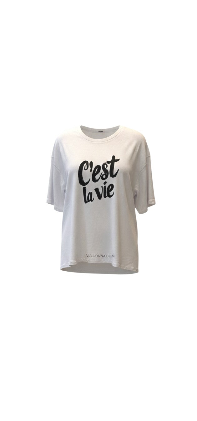 C'est La Vie T-Shirt & Track Pants Set / סט טי שירט ומכנס ספורטיבי סה לה וי