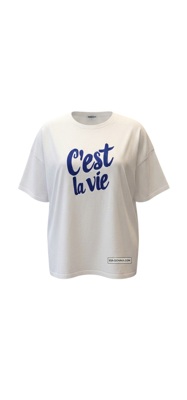 C'est La Vie T-Shirt & Track Pants Set / סט טי שירט ומכנס ספורטיבי סה לה וי