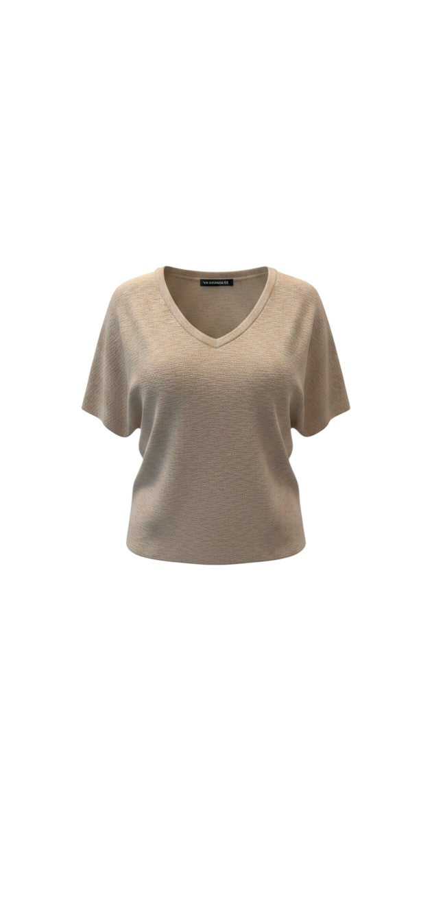 9952 Basic Knit / Knitwear Black V-Neck Top / טי שירט Vסריג בייסיק שחורה