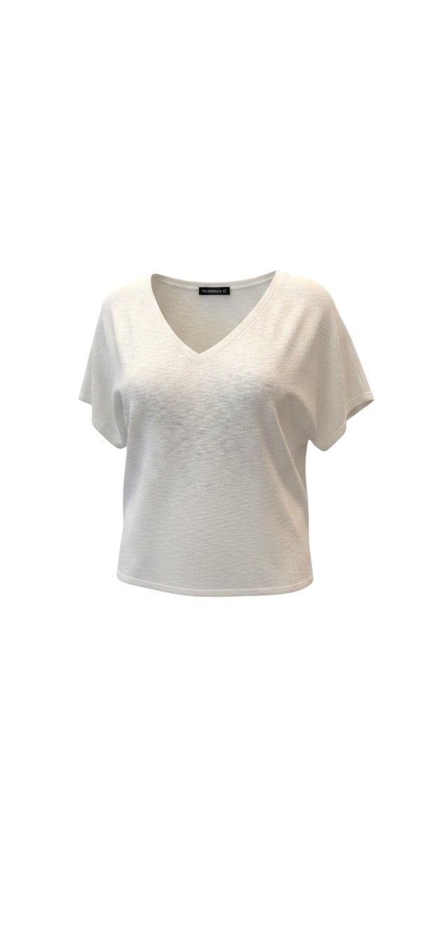 9952 Basic Knit / Knitwear Black V-Neck Top / טי שירט Vסריג בייסיק שחורה