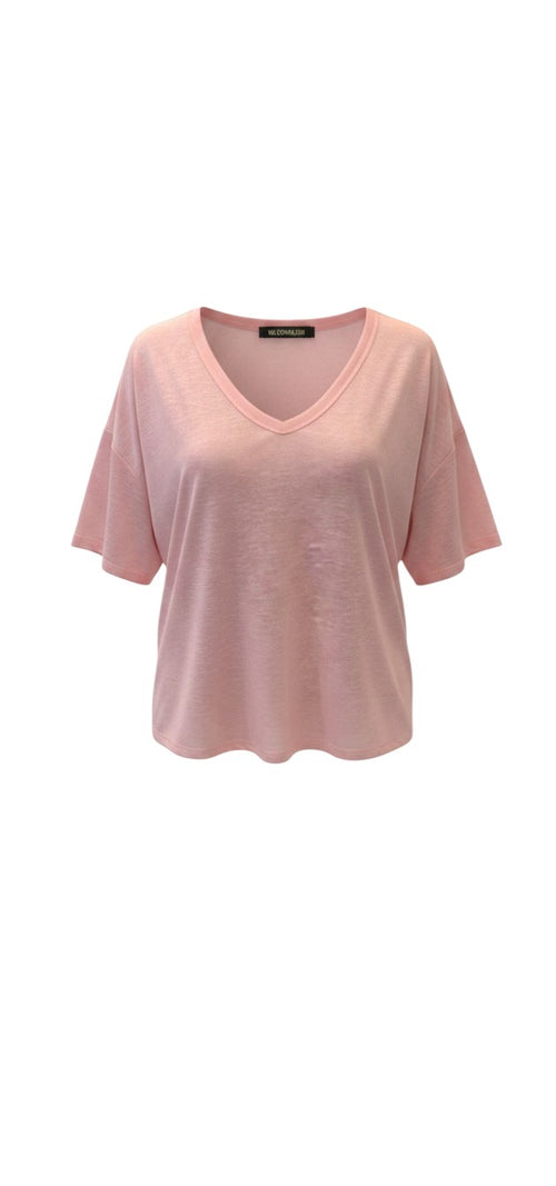 9974 חולצה דנה Basic Pink V-Neck Top / טי שירט V בייסיק ורודה