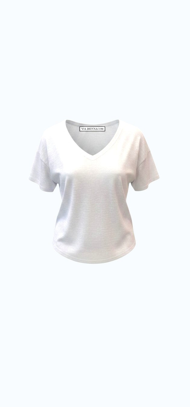 9974 חולצה דנה Basic Pink V-Neck Top / טי שירט V בייסיק ורודה