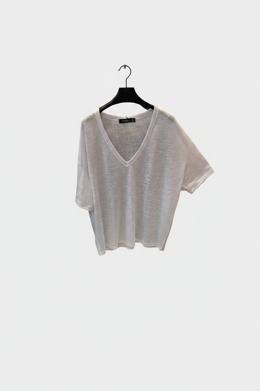 חולצת דנה 7794 Basic Pink V-Neck Top / טי שירט V בייסיק ורודה