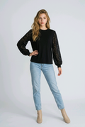 חולצת שילוב שרוולי תחרה 9859 Lace Sleeve Combination Top