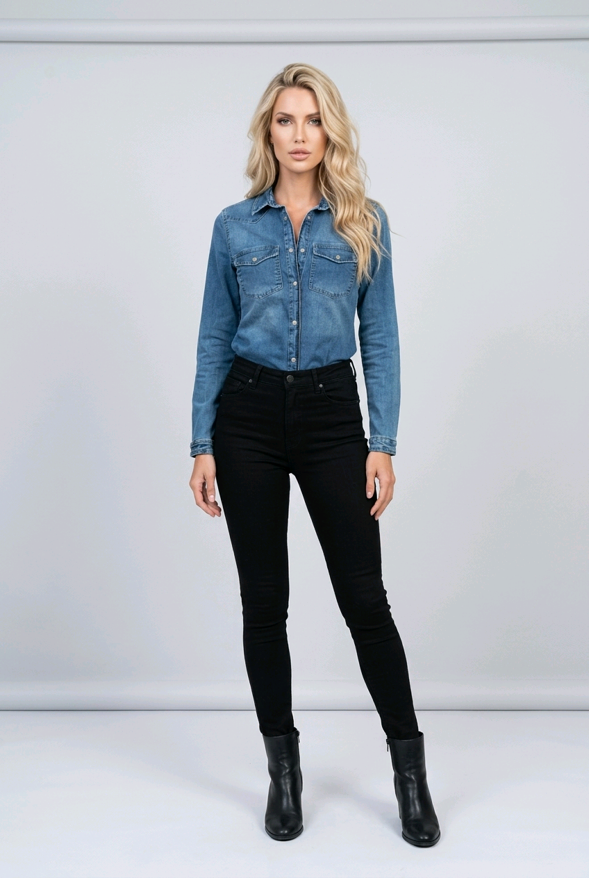 חולצת ג'ינס אלין שרוול ארוך 09916101 | Aline Denim Shirt Long Sleeve 09916101