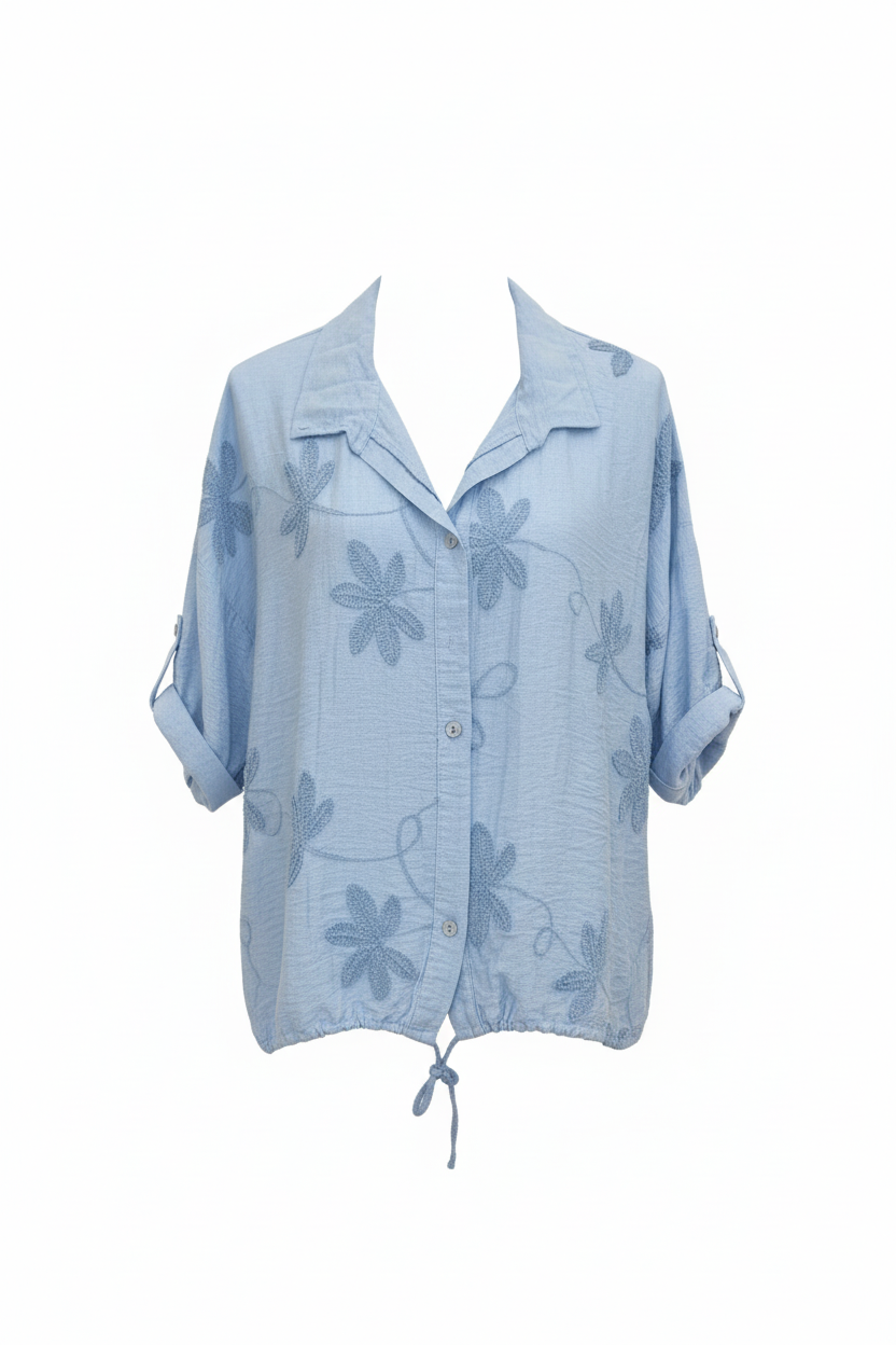 חולצת כפתורים פרחונית קלילה | Floral Button Shirt 2092