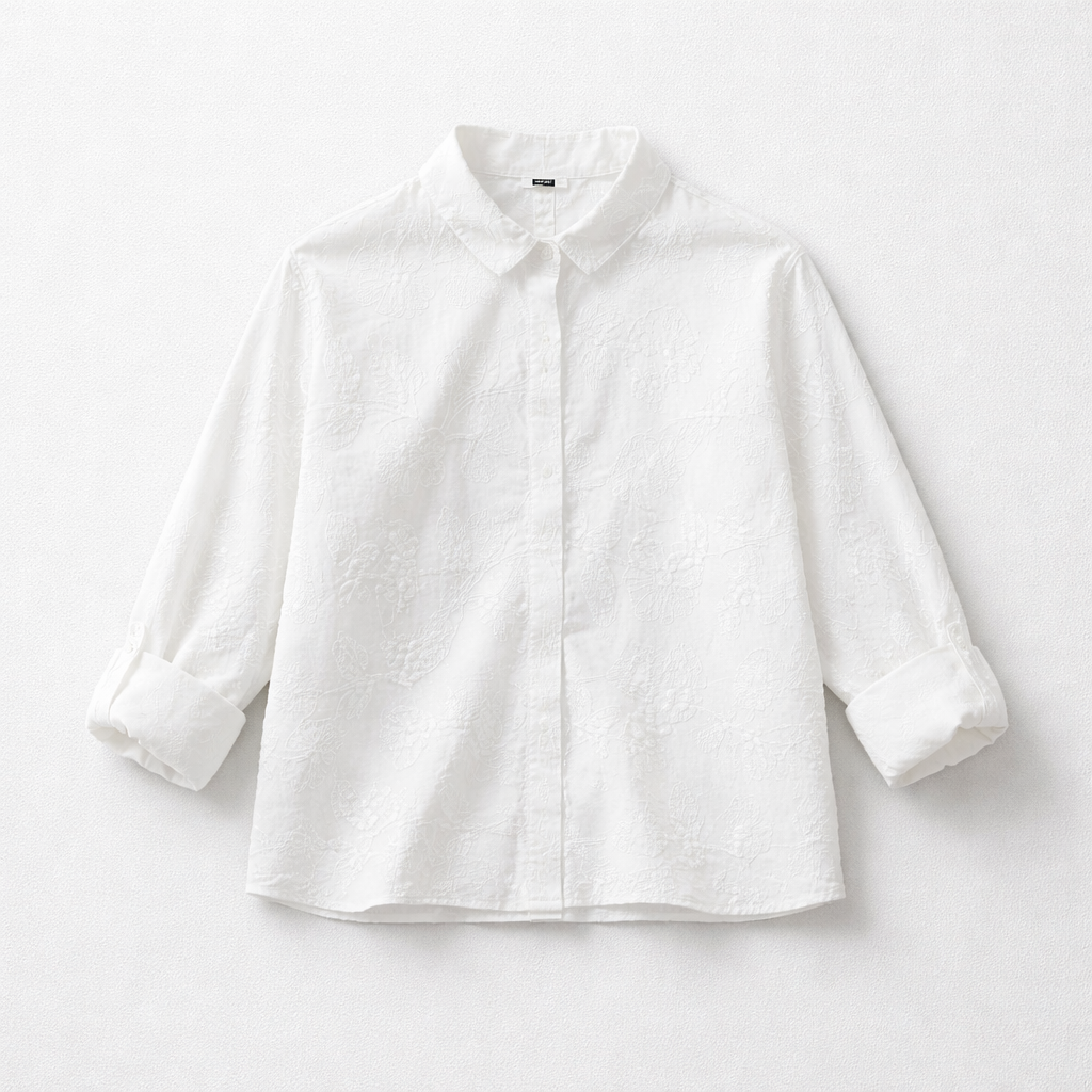 חולצת רקמה קלאסית 16025 | Classic Embroidered Shirt