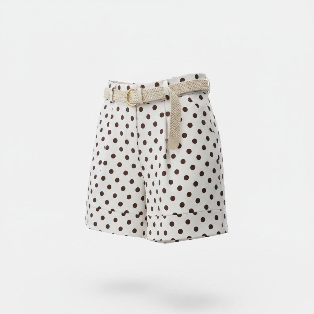 Polka Dot Belted Shorts / שורט נקודות חגורה