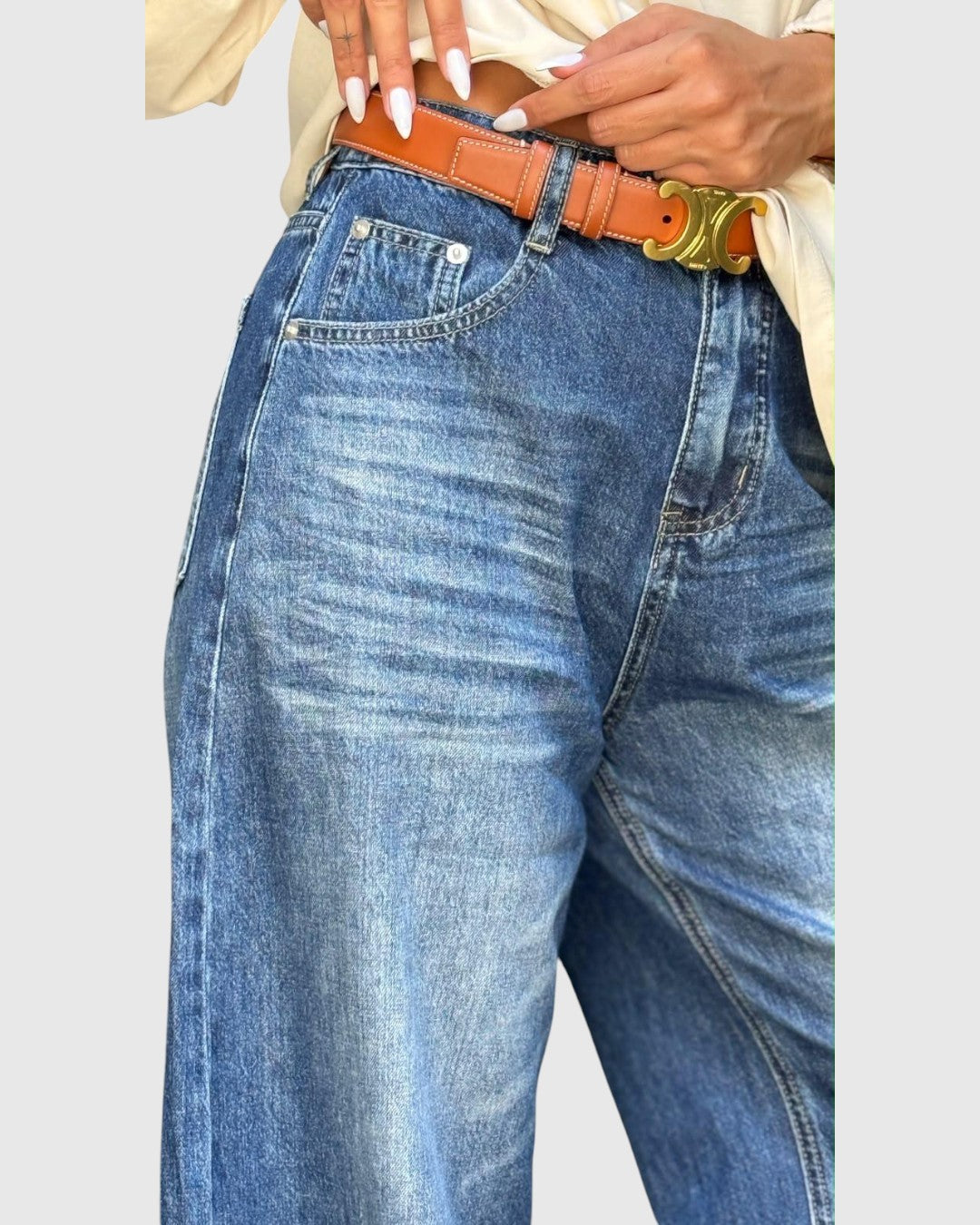ג׳ינס בלון רחב דגם 8783 תקריב