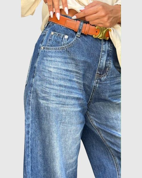 ג׳ינס בלון רחב דגם 8783 תקריב