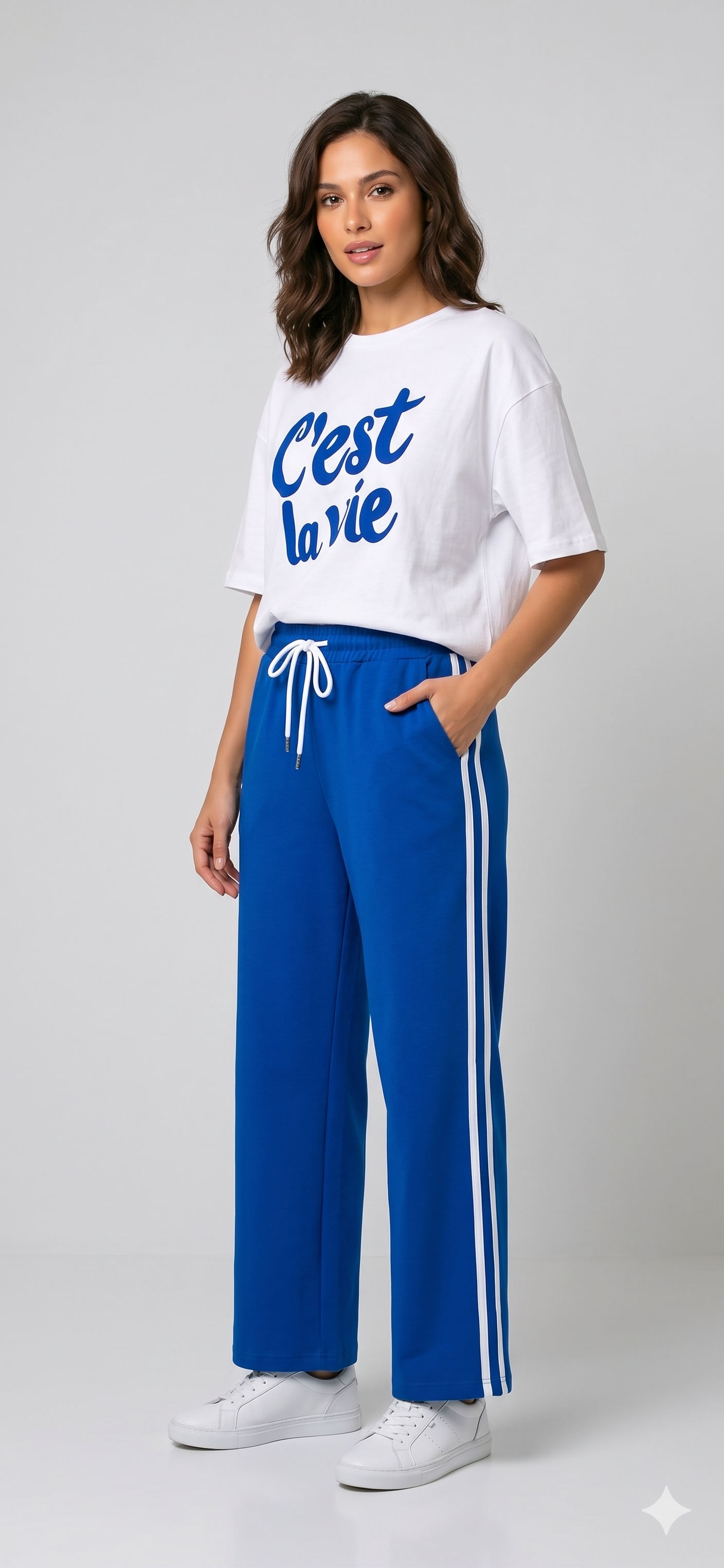 C'est La Vie T-Shirt & Track Pants Set / סט טי שירט ומכנס ספורטיבי סה לה וי