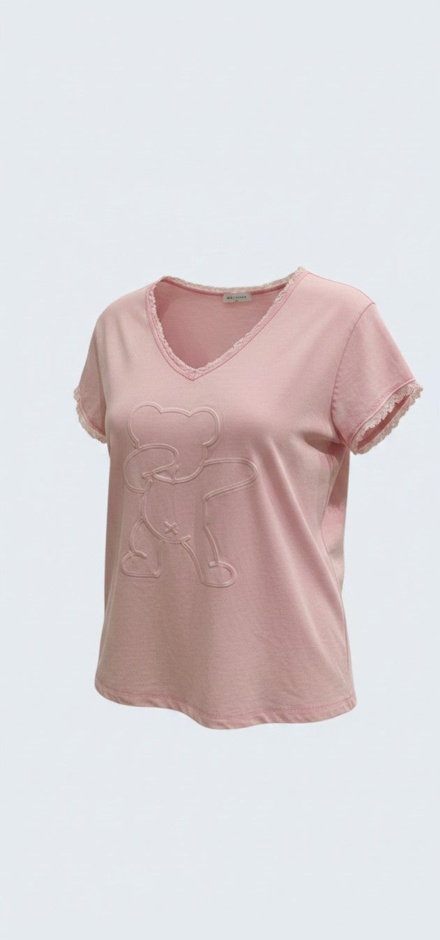 חולצת בייסיק דובי  / White Teddy Basic Top