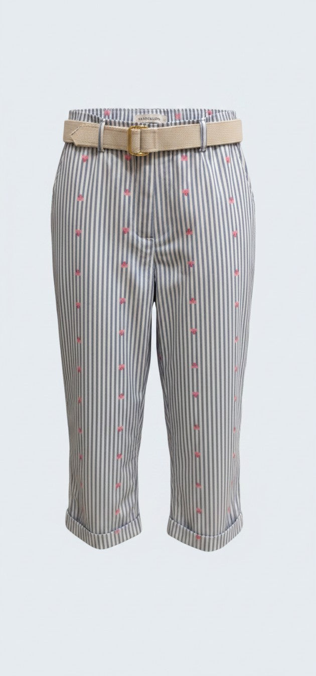 Striped Heart Belted Pants / מכנס פסים לבבות עם חגורה