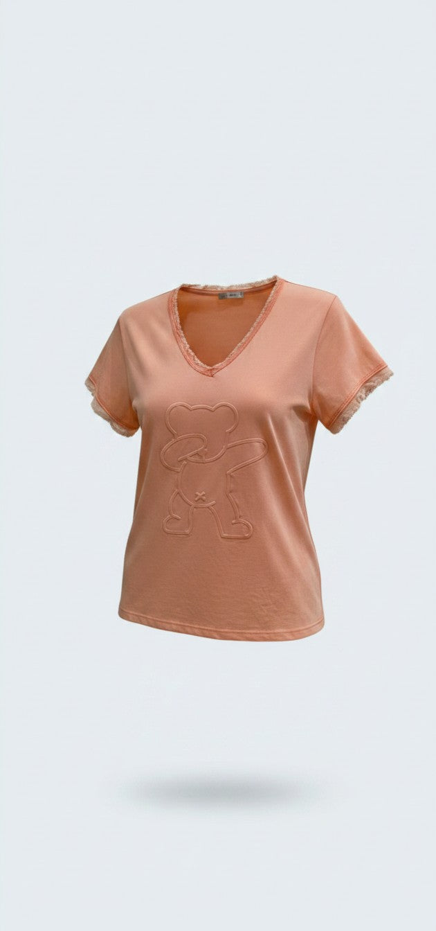 חולצת בייסיק דובי  / White Teddy Basic Top