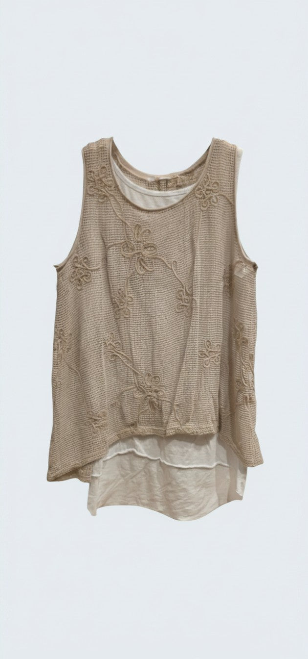 טווינסט גופייה קרושה פרחונית / Floral Crochet Twinset Tank Top