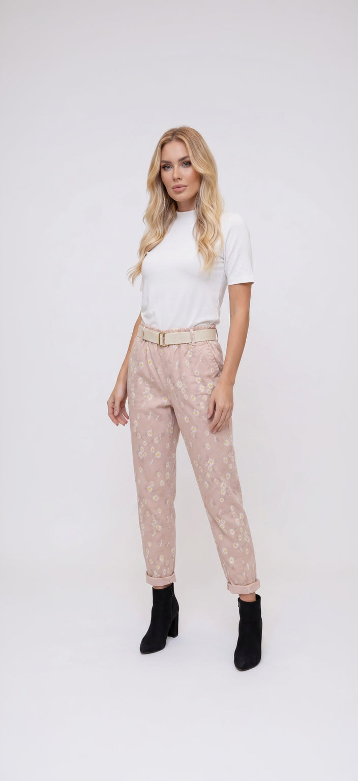 Floral Belted Pants 2026 / מכנס פרחוני חגורה יבוא 2026