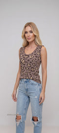 גופייה מנומרת עם מלמלה / Leopard Print Ruffle Tank Top