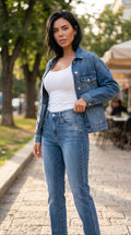 ג׳ינס כחול בגזרה ישרה דגם רותם
